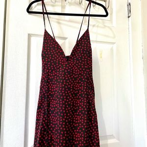 Red and Black slit Dress